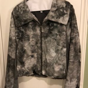 Cabi gray fur bomber jacket